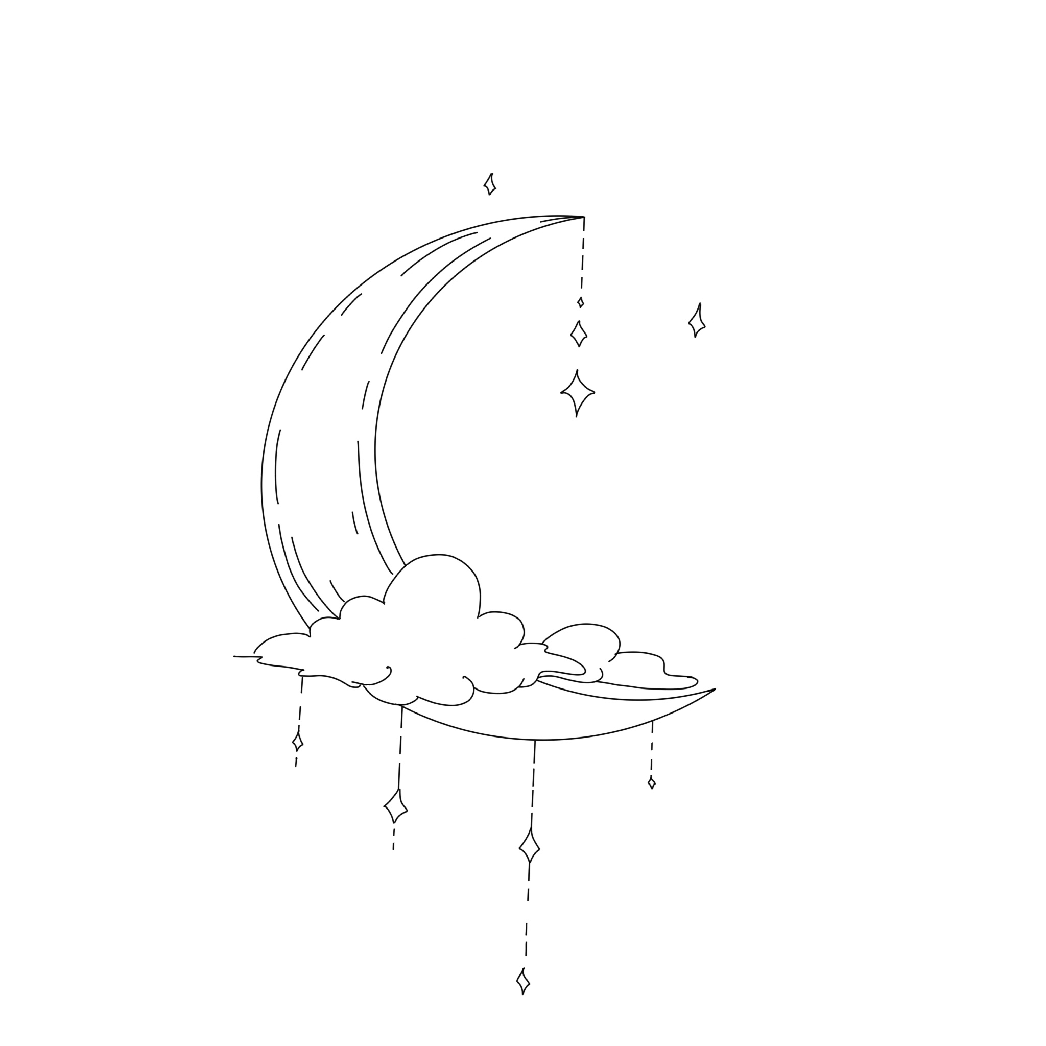 Mond und Wolken